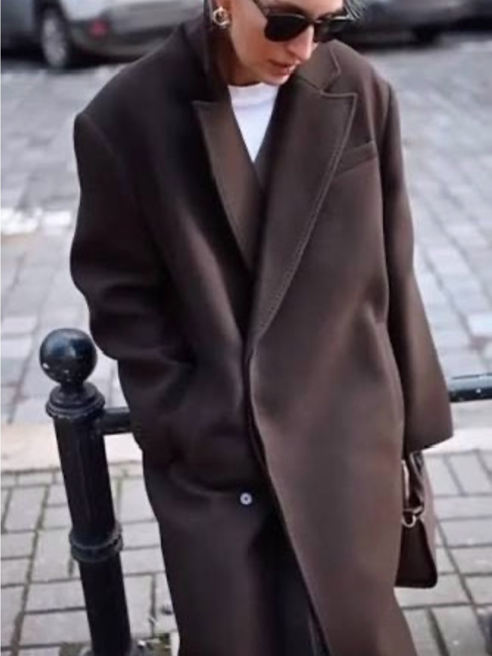 Zara Dark Brown Oversized Pea Coat